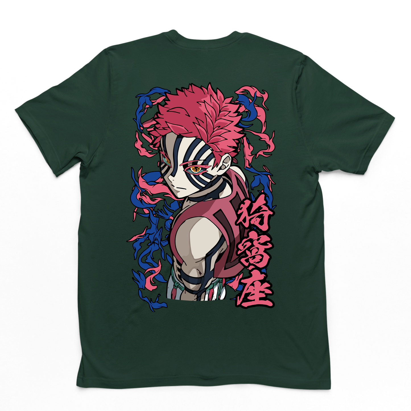 Camiseta Básica Akaza Lua Superior Demon Slayer- verde