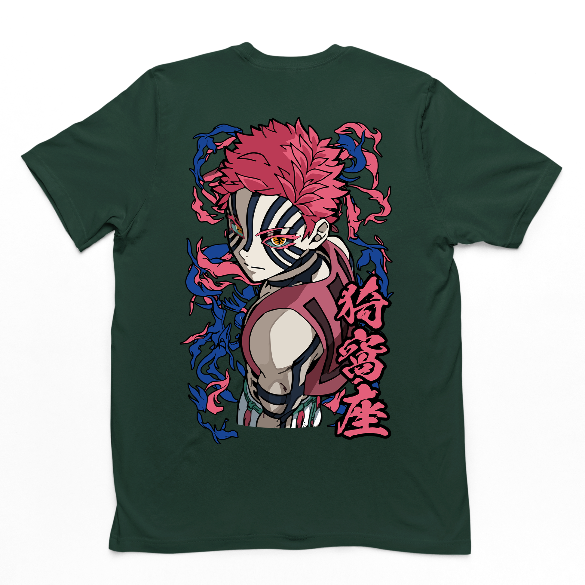Camiseta Básica Akaza Lua Superior Demon Slayer- verde