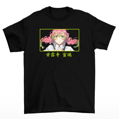 Camiseta Básica Mitsuri Kimetsu no Yaiba-preto