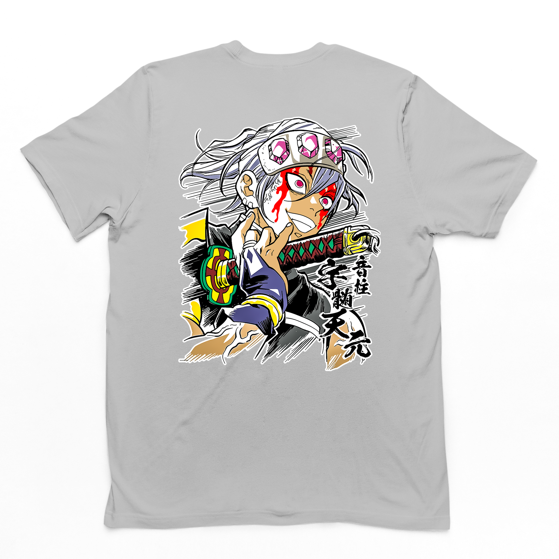 Camiseta Básica Uzui Hashira Kimetsu no Yaiba- CINZA
