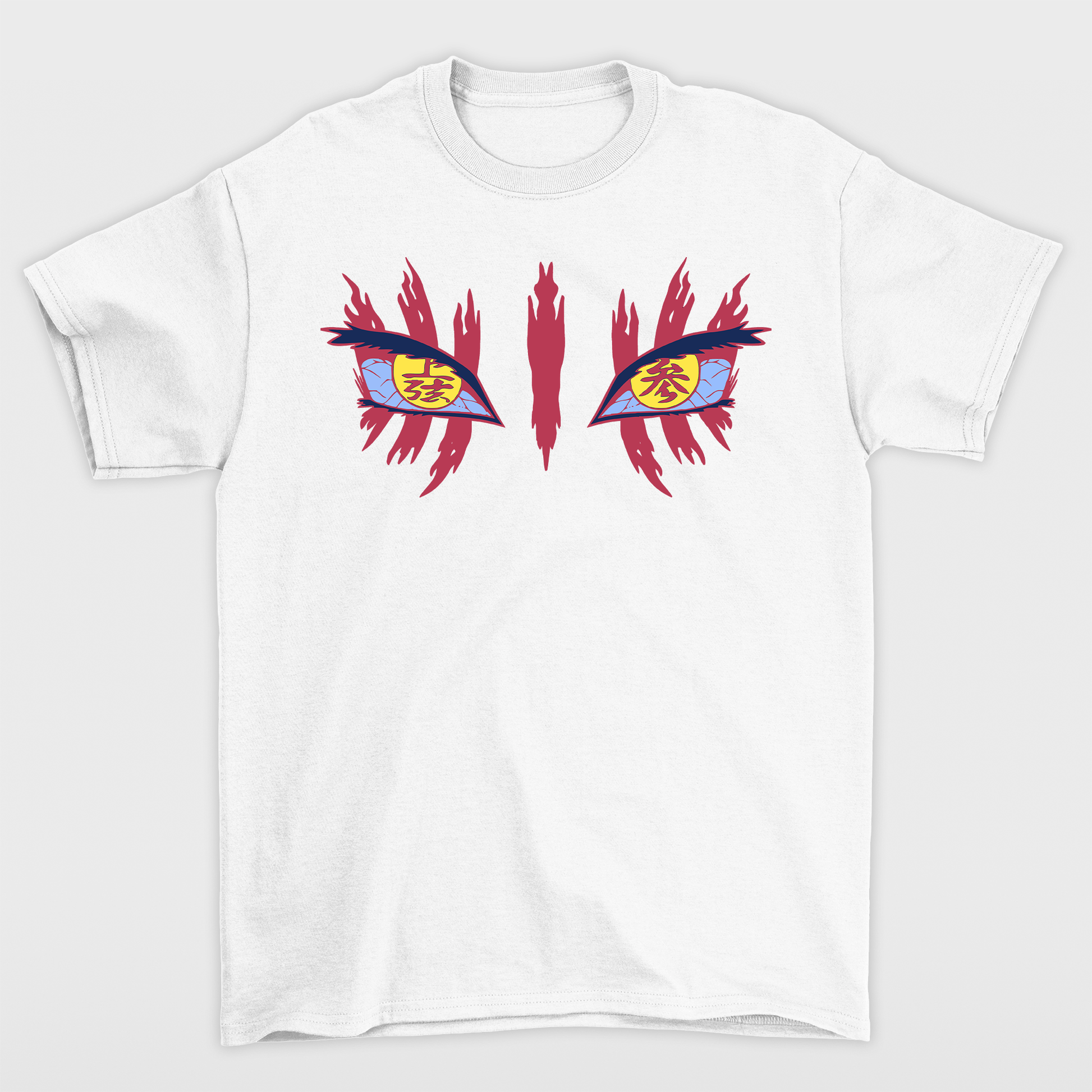 Camiseta Básica Akaza Lua Superior Demon Slayer- branco