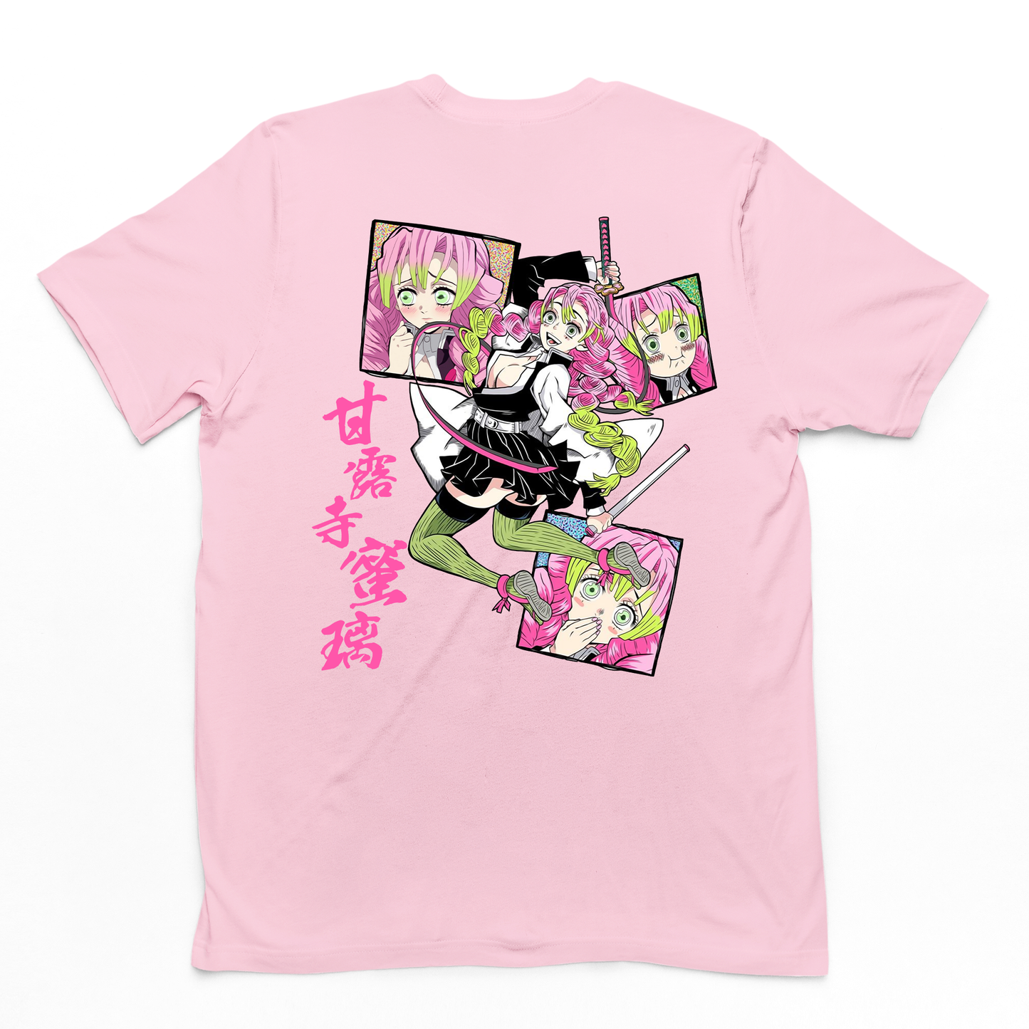 Camiseta Básica Kanroji Mitsuri Demon Slayer- rosa bebe
