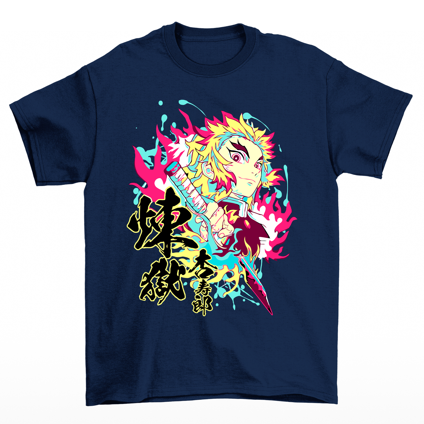 Camiseta Básica Rengoku Hashira Demon Slayer- AZUL-MARINHO