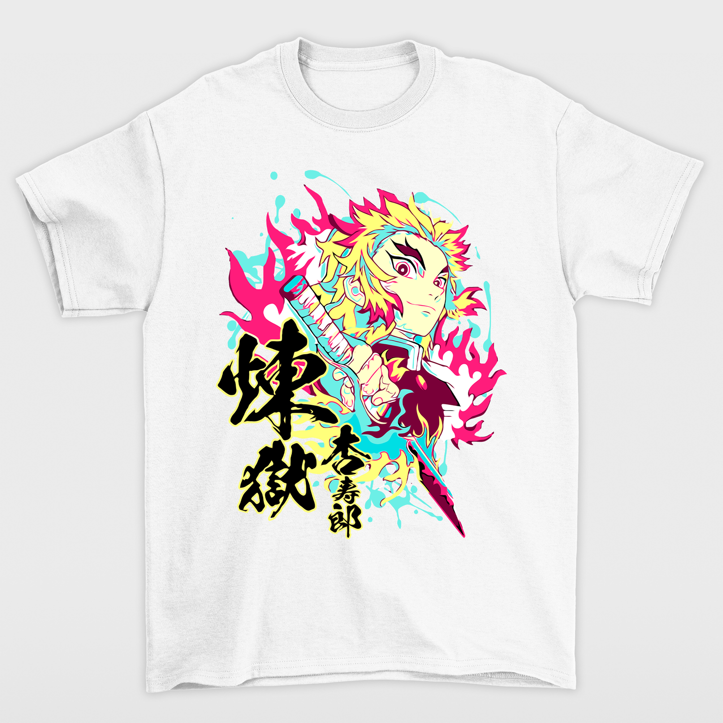 Camiseta Básica Rengoku Hashira Demon Slayer- BRANCO