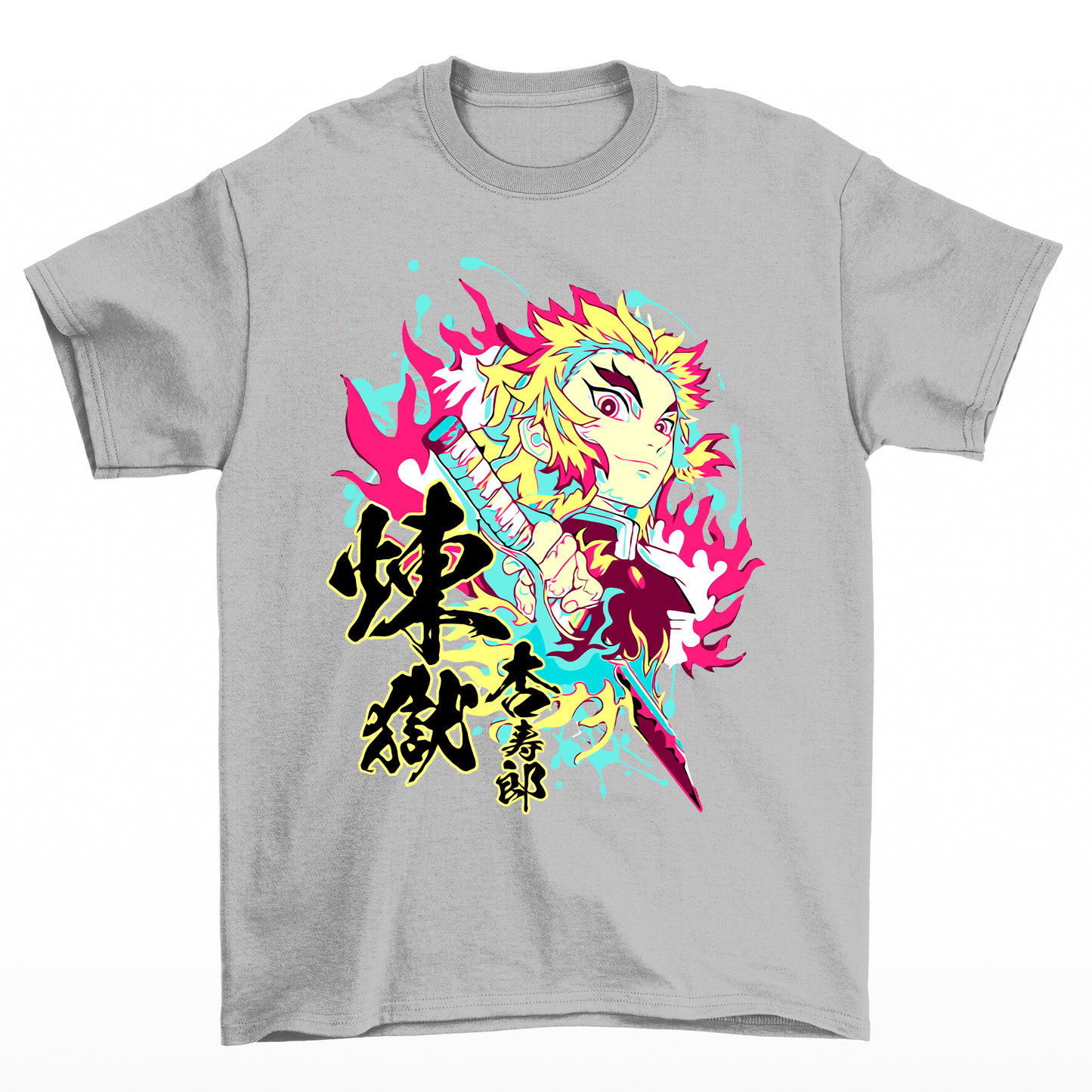 Camiseta Básica Rengoku Hashira Demon Slayer- CINZA