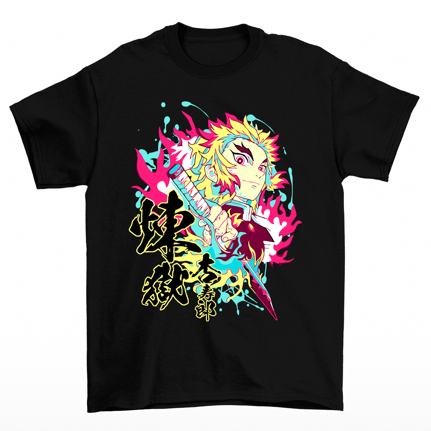 Camiseta Básica Rengoku Hashira Demon Slayer- PRETO