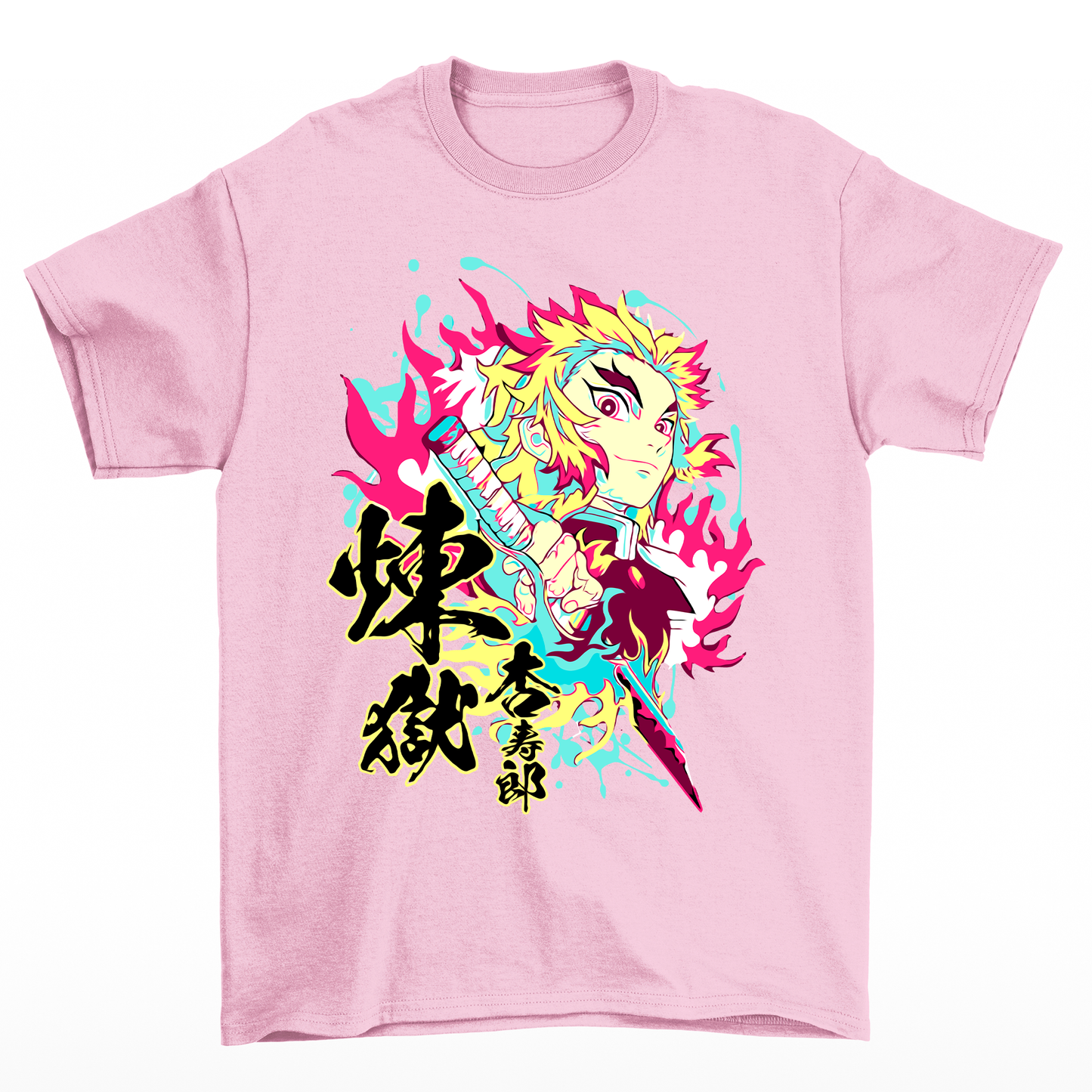 Camiseta Básica Rengoku Hashira Demon Slayer- ROSA BEBE