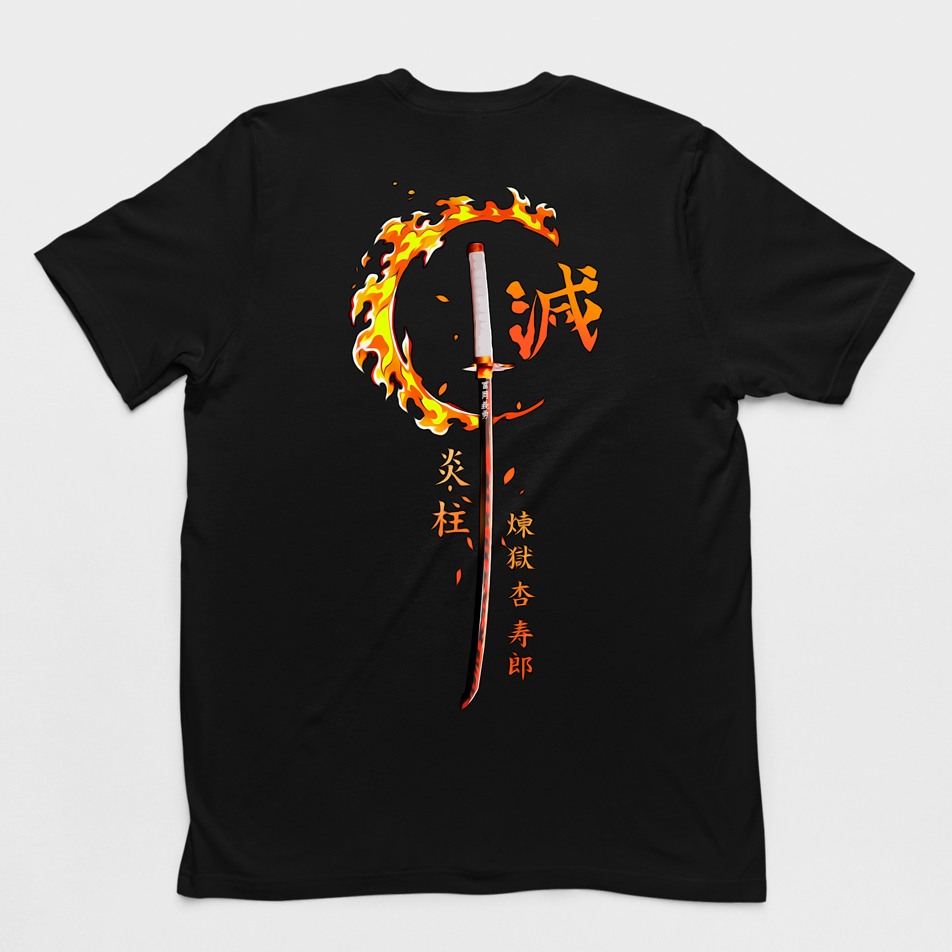 Camiseta Básica Rengoku Hashira Demon Slayer- PRETO