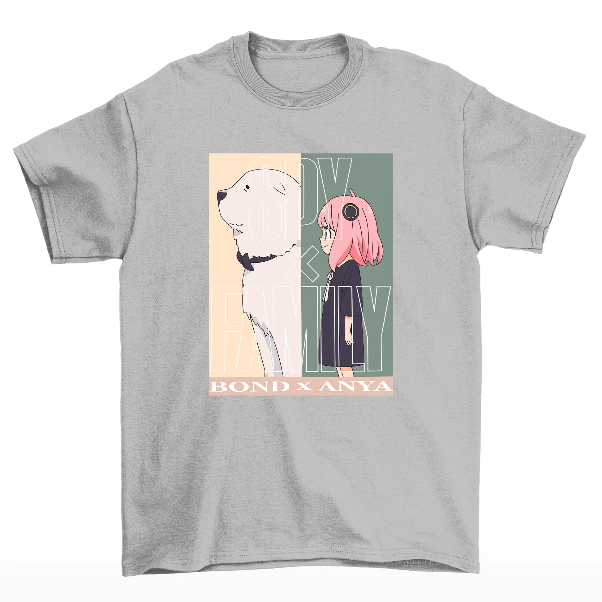 Camiseta Básica Unissex Anya X Lcon Spy X Family- Cinza