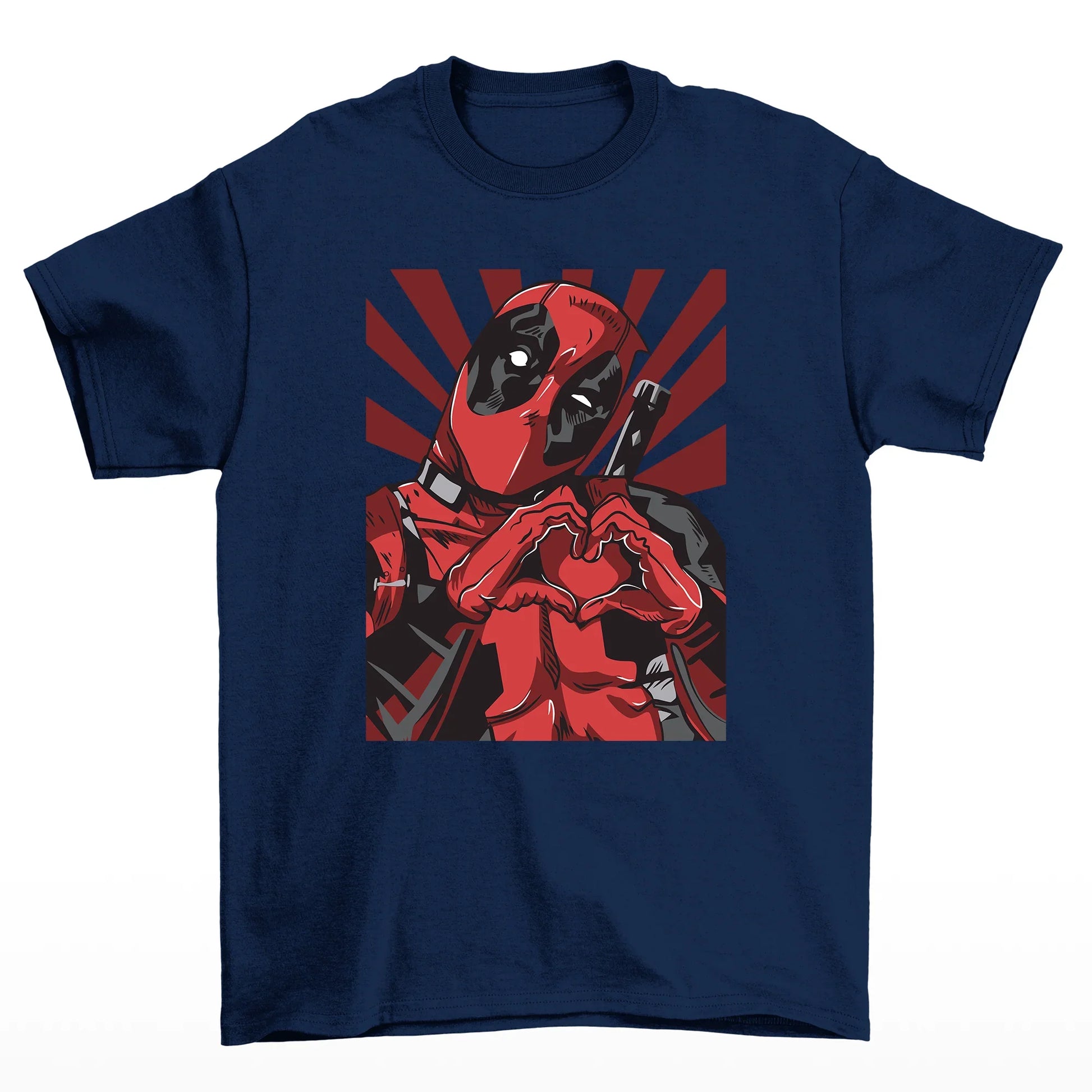 Camiseta Básica Deadpool Lovely Heart Azul marinho