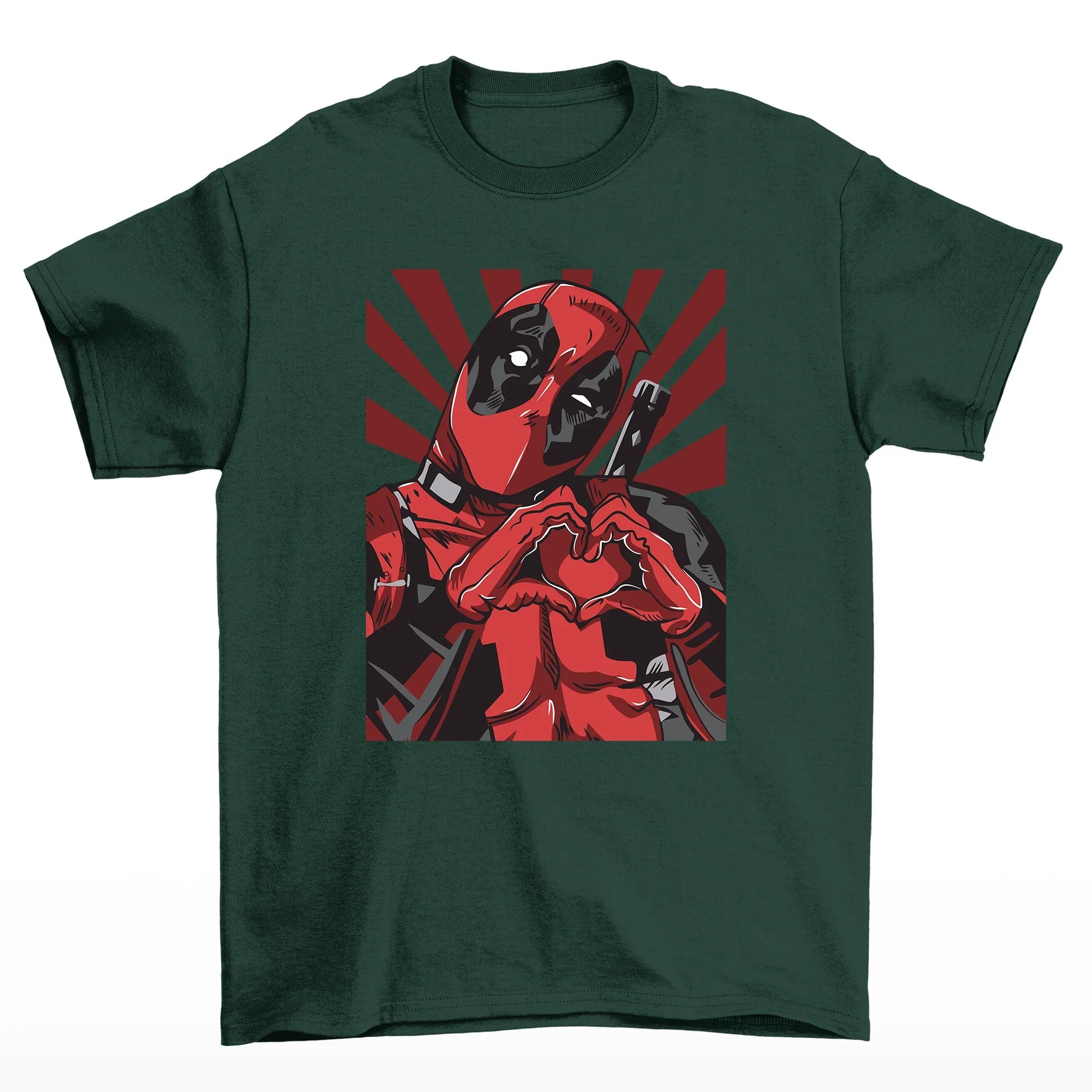 Camiseta Básica Deadpool Lovely Heart Verde
