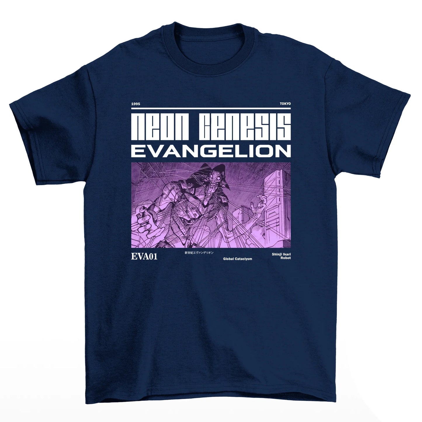 Camiseta Neon Genesis Evangelion Eva 01-azul-marinho