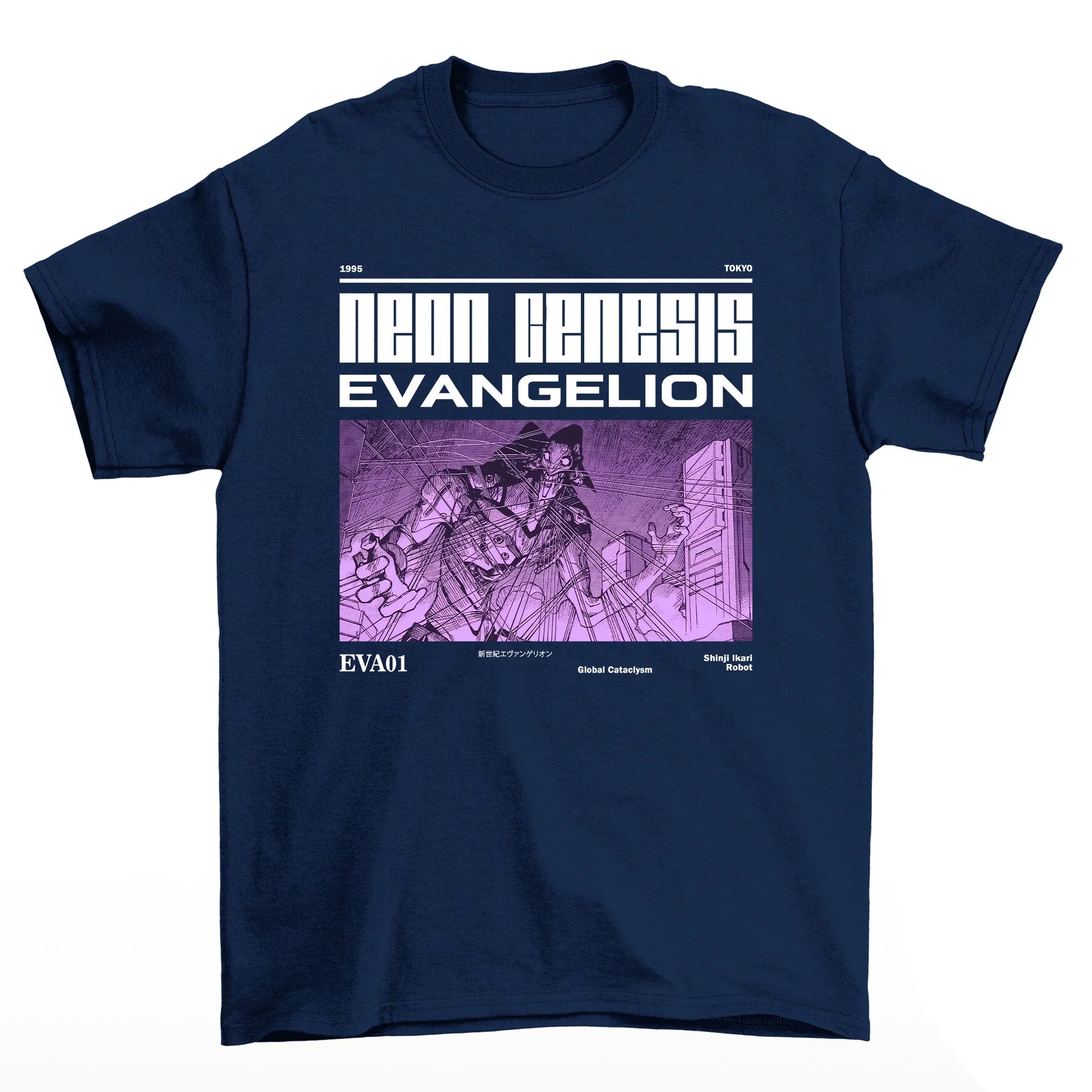Camiseta Neon Genesis Evangelion Eva 01-azul-marinho
