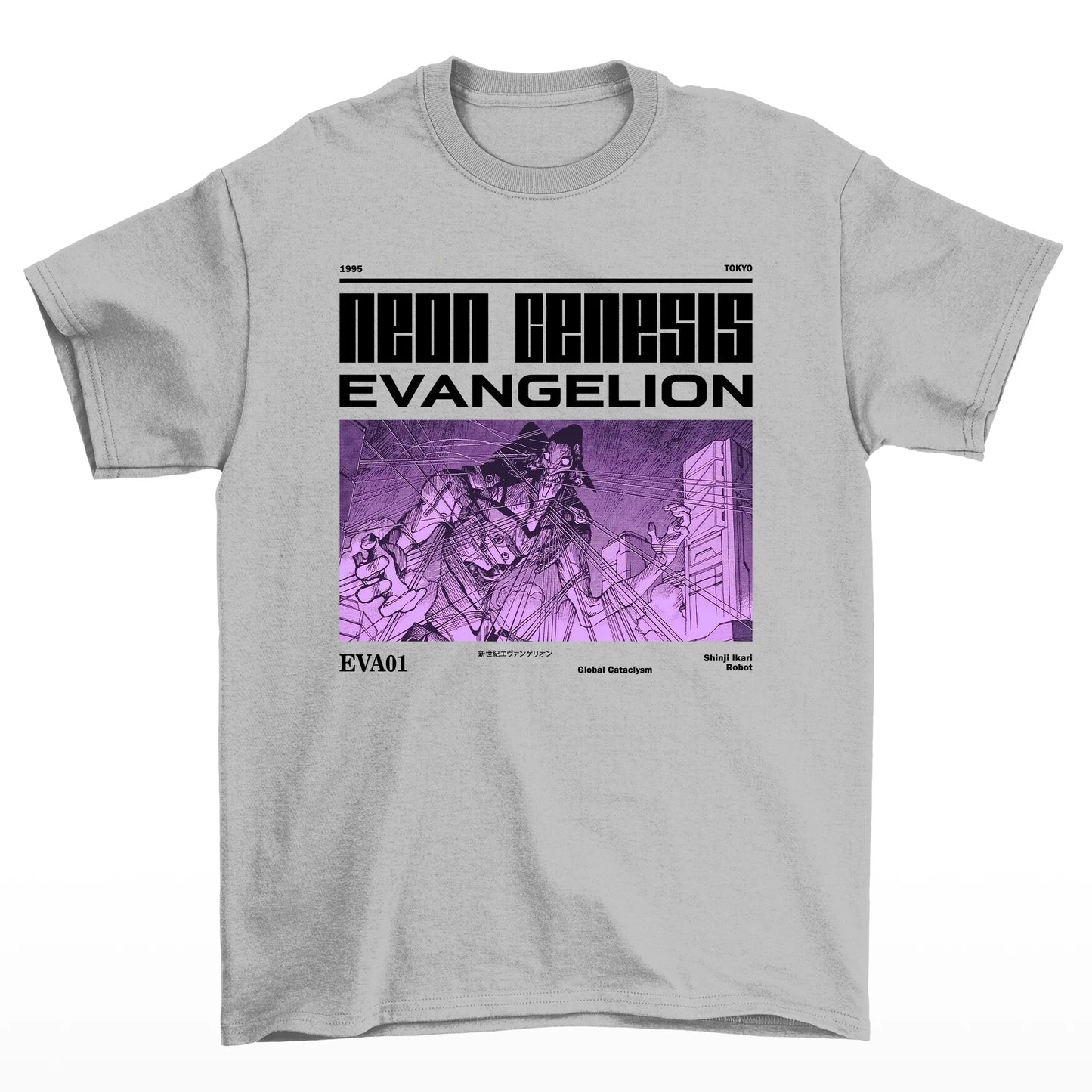 Camiseta Neon Genesis Evangelion Eva 01-cinza