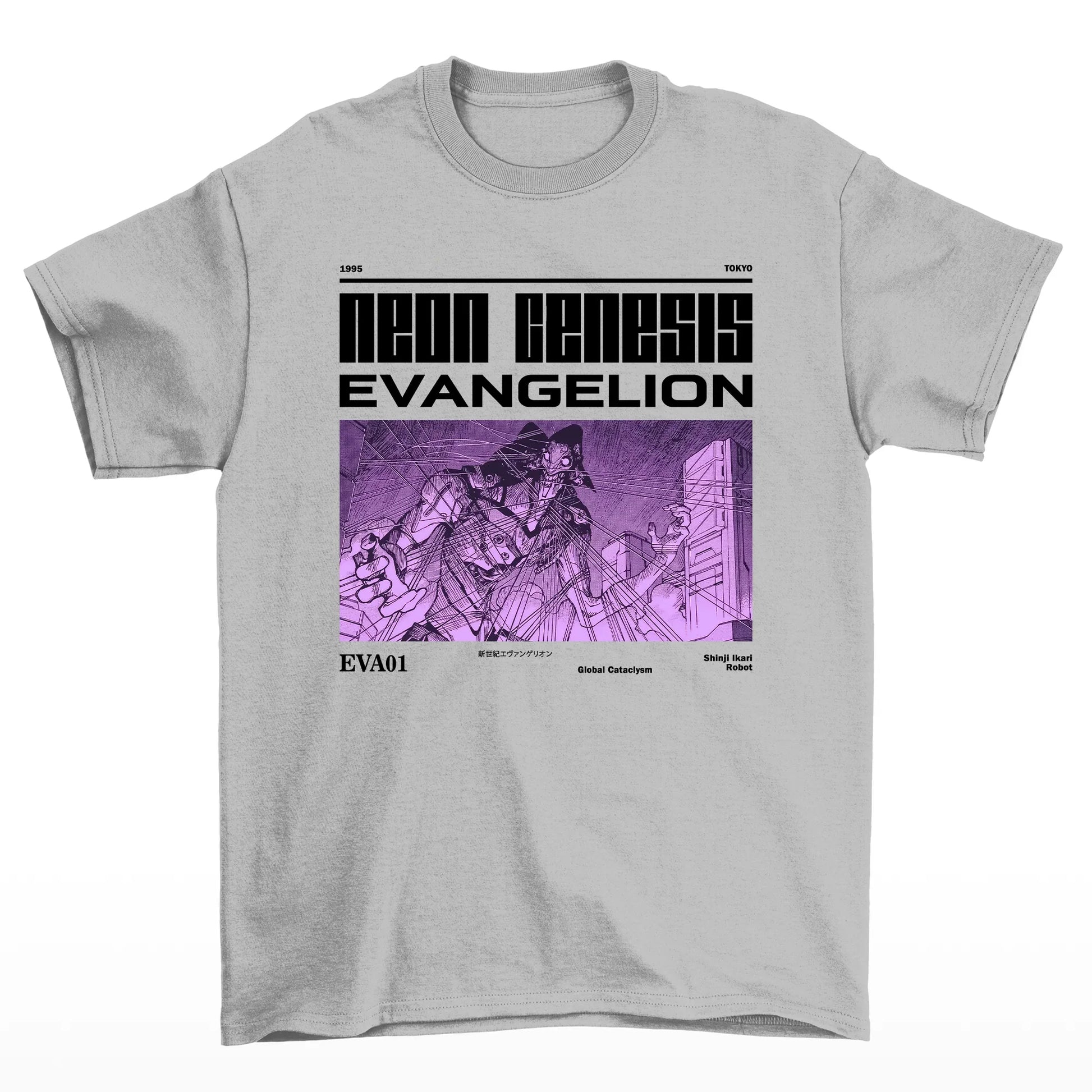 Camiseta Neon Genesis Evangelion Eva 01-cinza