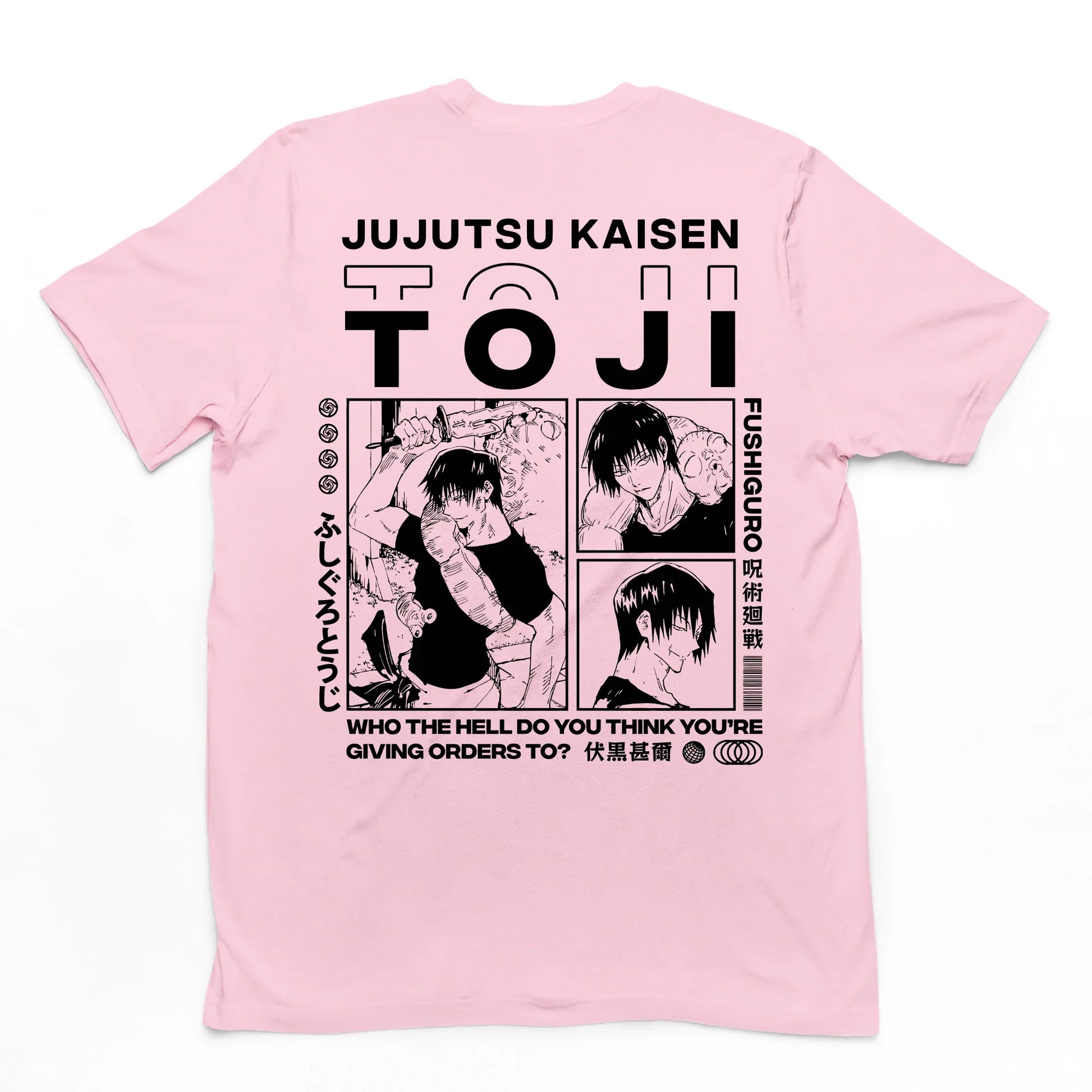 Camiseta Básica Unissex Jujutsu Kaisen Toji Fushiguro- rosa bebe