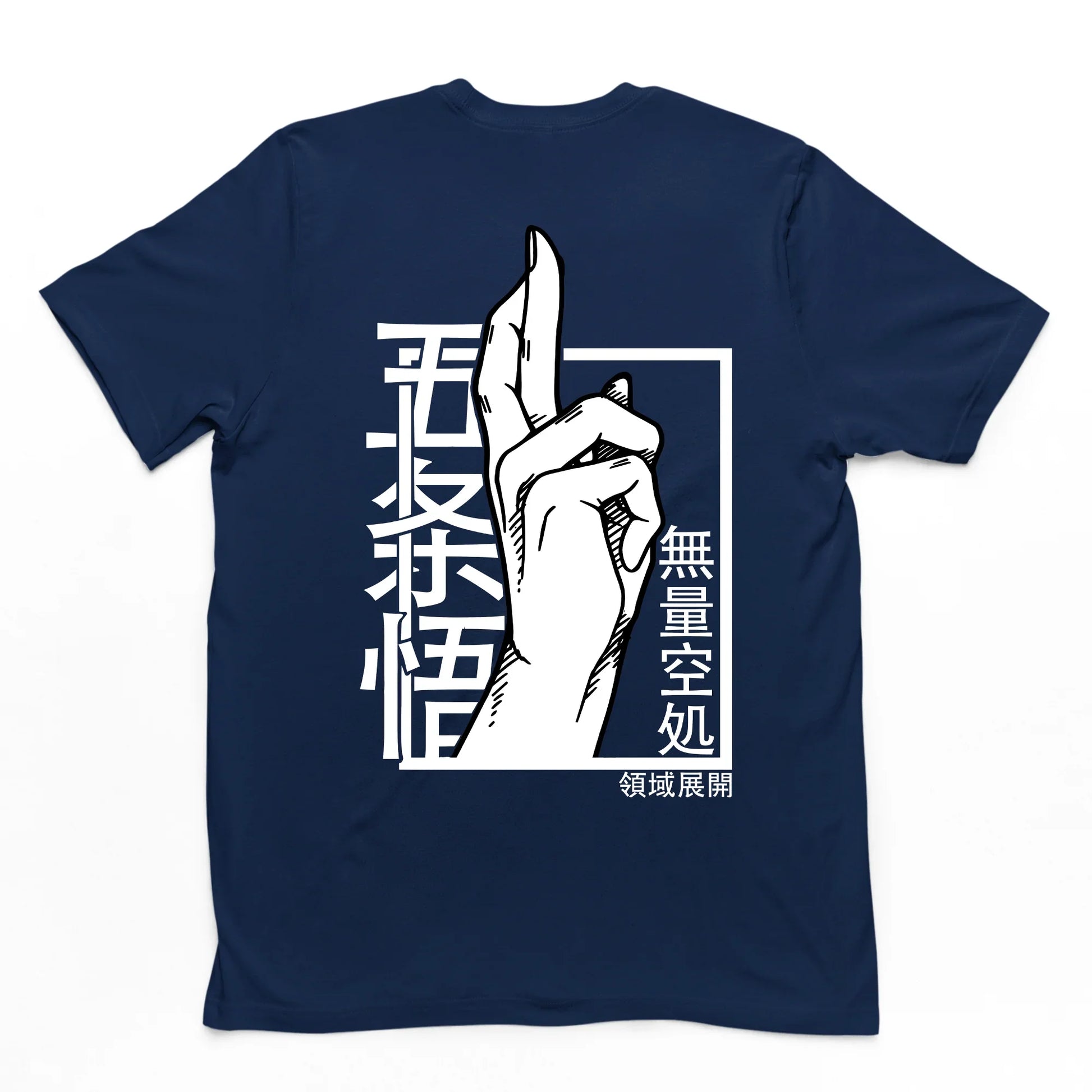Camiseta Básica Azul Marinho Gojou Satoru Anime Jujutsu Kaisen