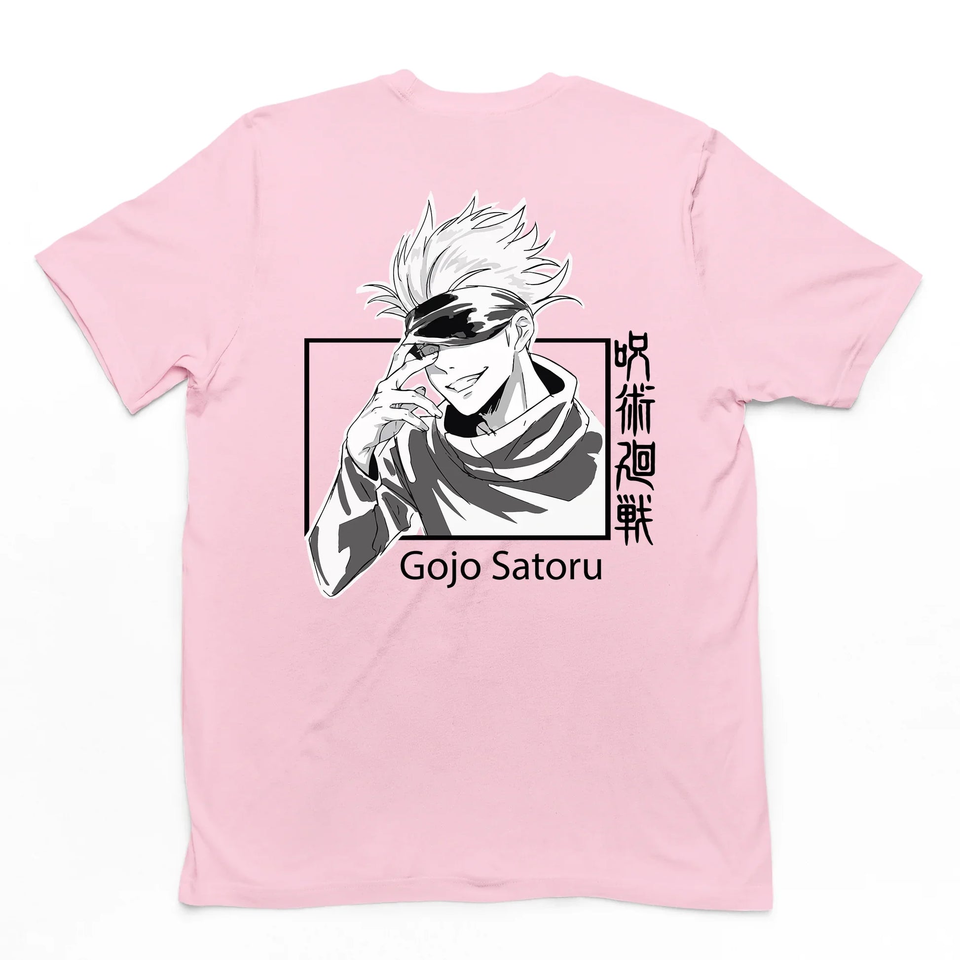 Camiseta Básica Gojou Satoru Anime Jujutsu Kaisen-rosa bebê