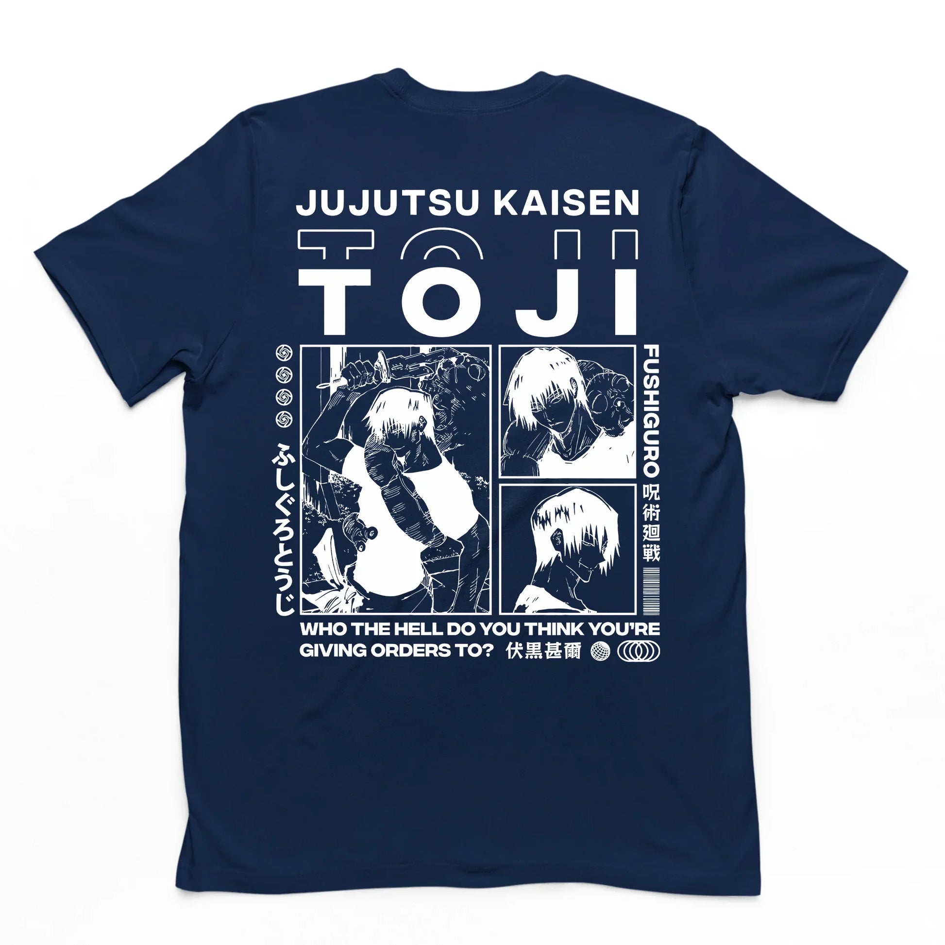 Camiseta Básica Unissex Jujutsu Kaisen Toji Fushiguro- azul-marinho