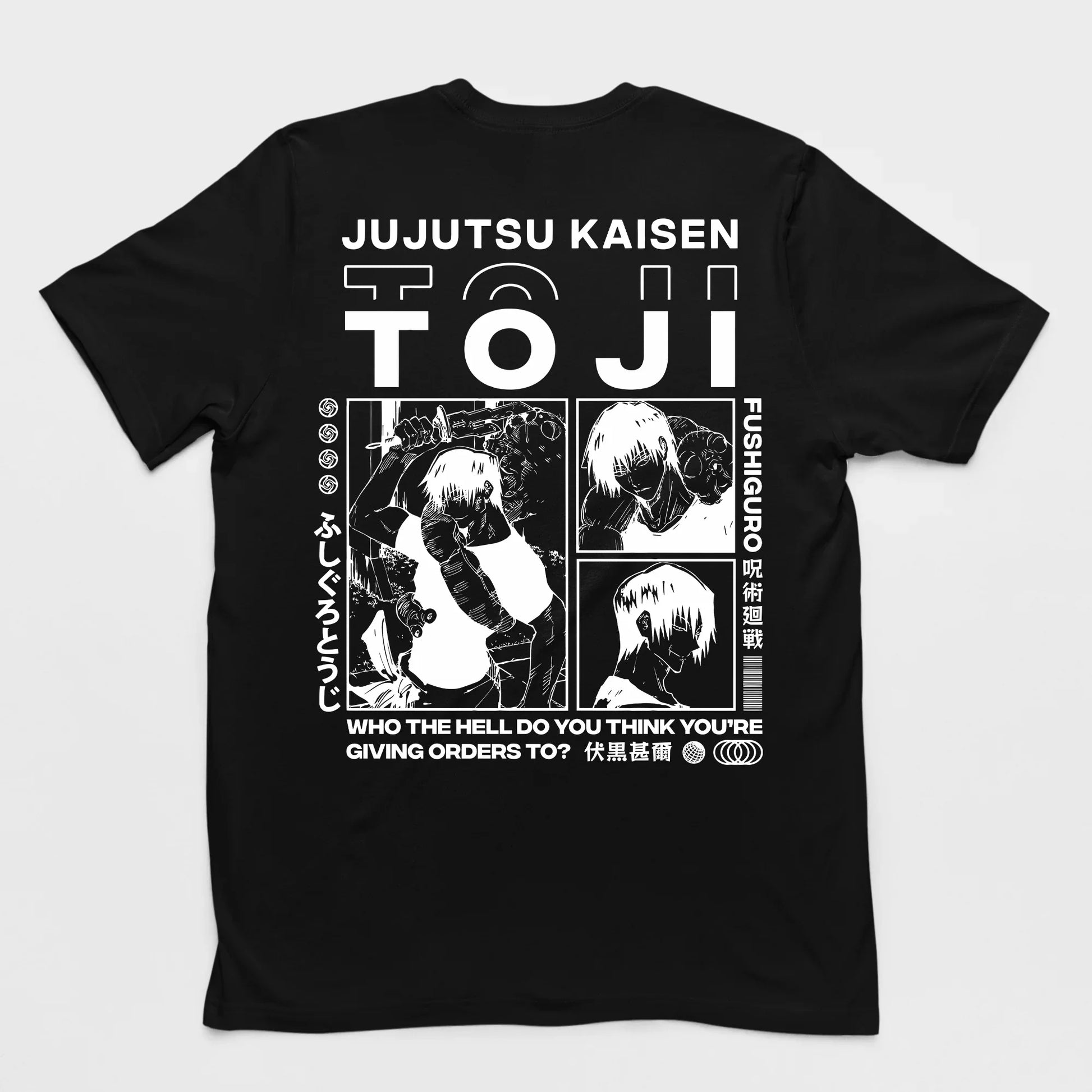 Camiseta Básica Unissex Jujutsu Kaisen Toji Fushiguro- preto