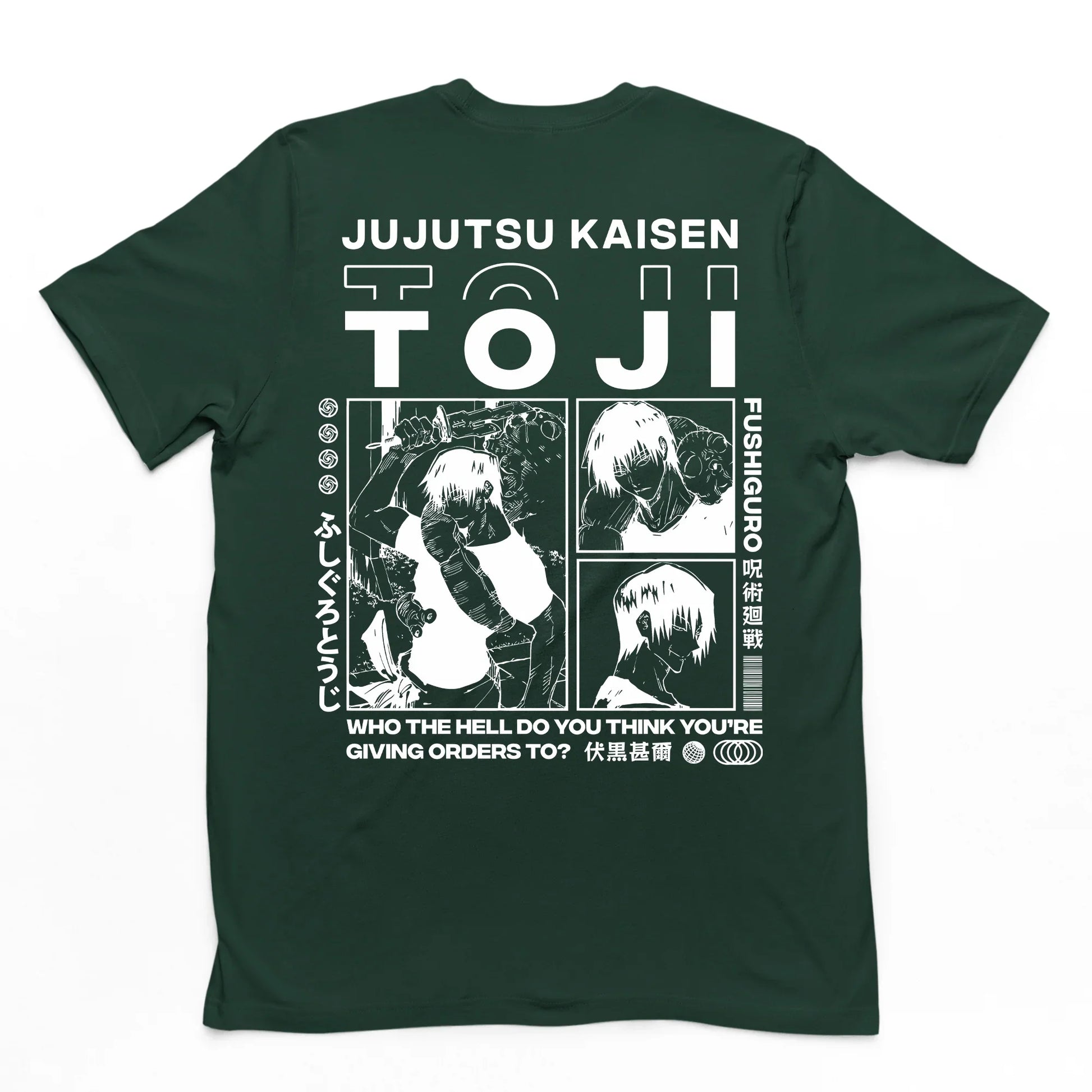 Camiseta Básica Unissex Jujutsu Kaisen Toji Fushiguro- verde