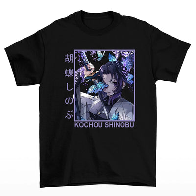 Camiseta Básica Unissex Shinobu Coch Damon Slayer Butterfly- Preto
