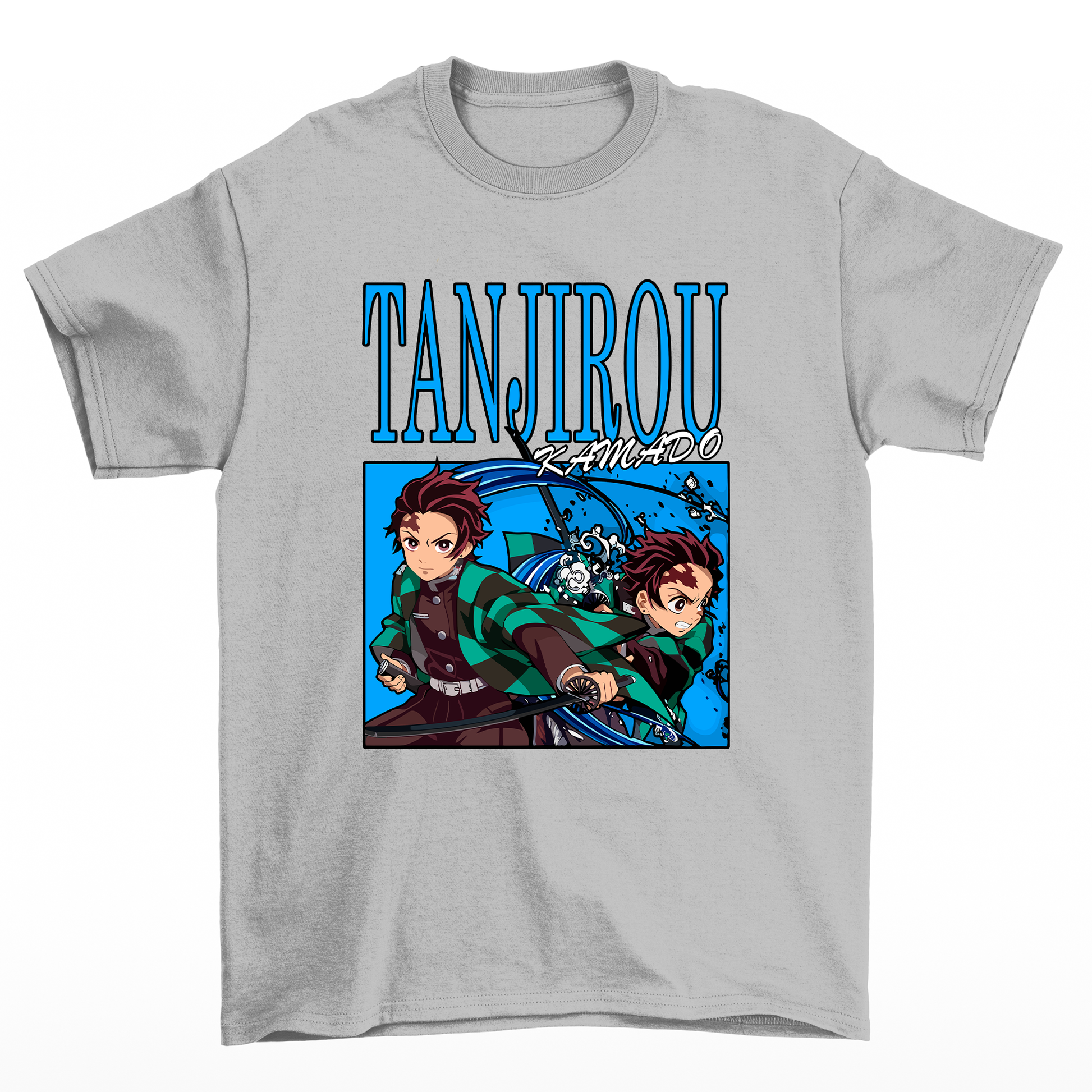 Camiseta Básica  Cinza Tanjiro Kamado do anime  Demon Slayer