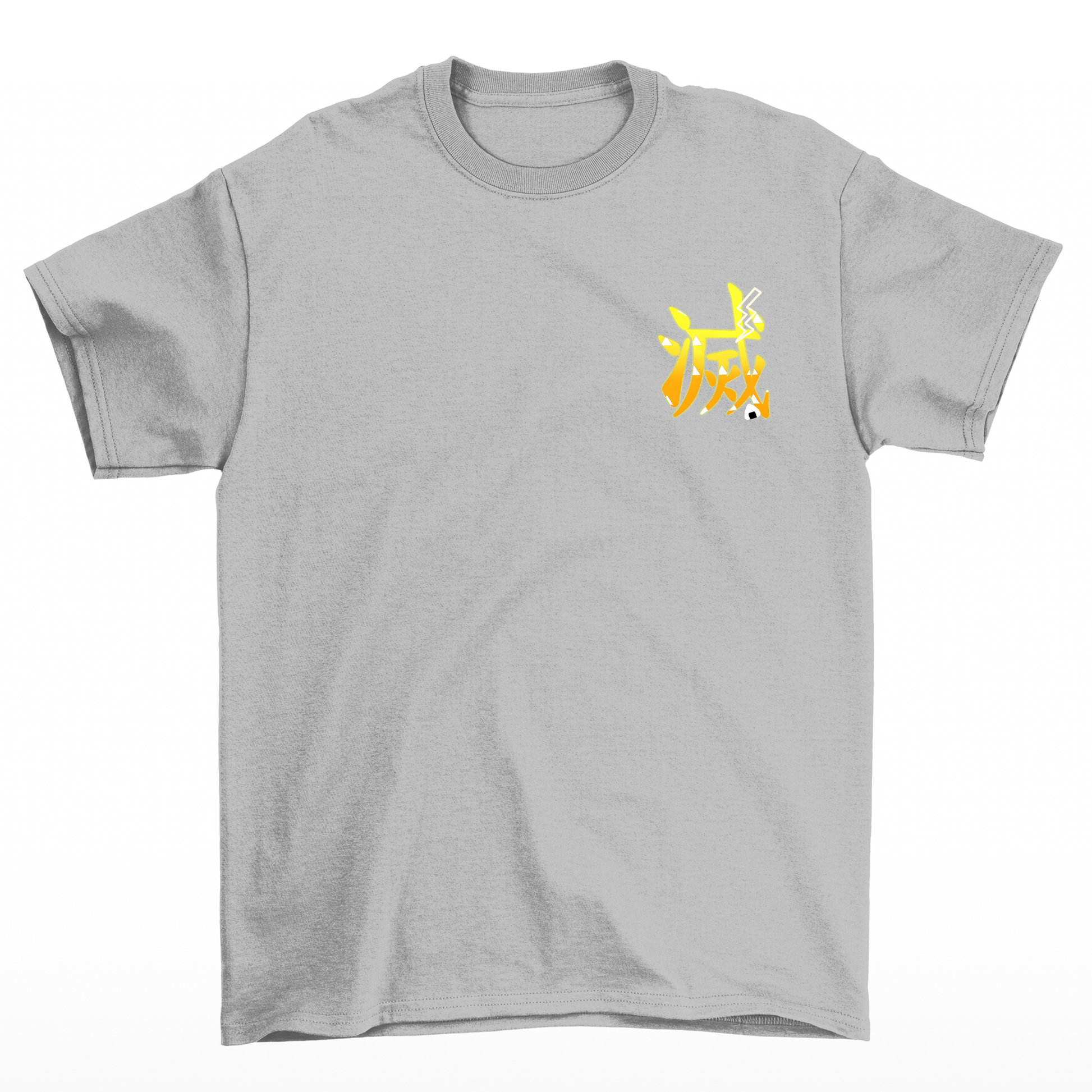 Camiseta Básica Unissex cinza Thunder Breathing First Form Zenitsu Demon Slayer