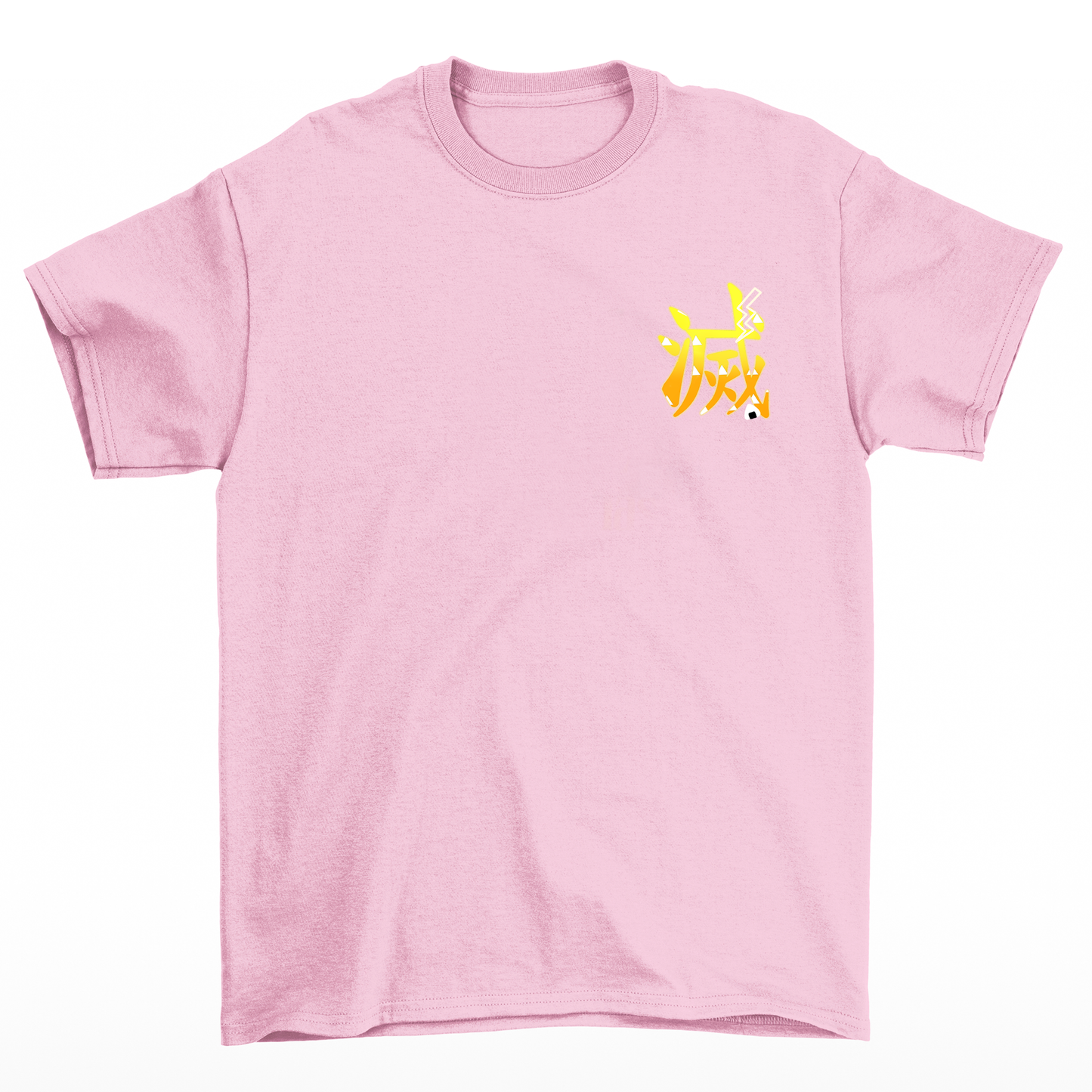 Camiseta Básica Unissex rosa bebê Thunder Breathing First Form Zenitsu Demon Slayer