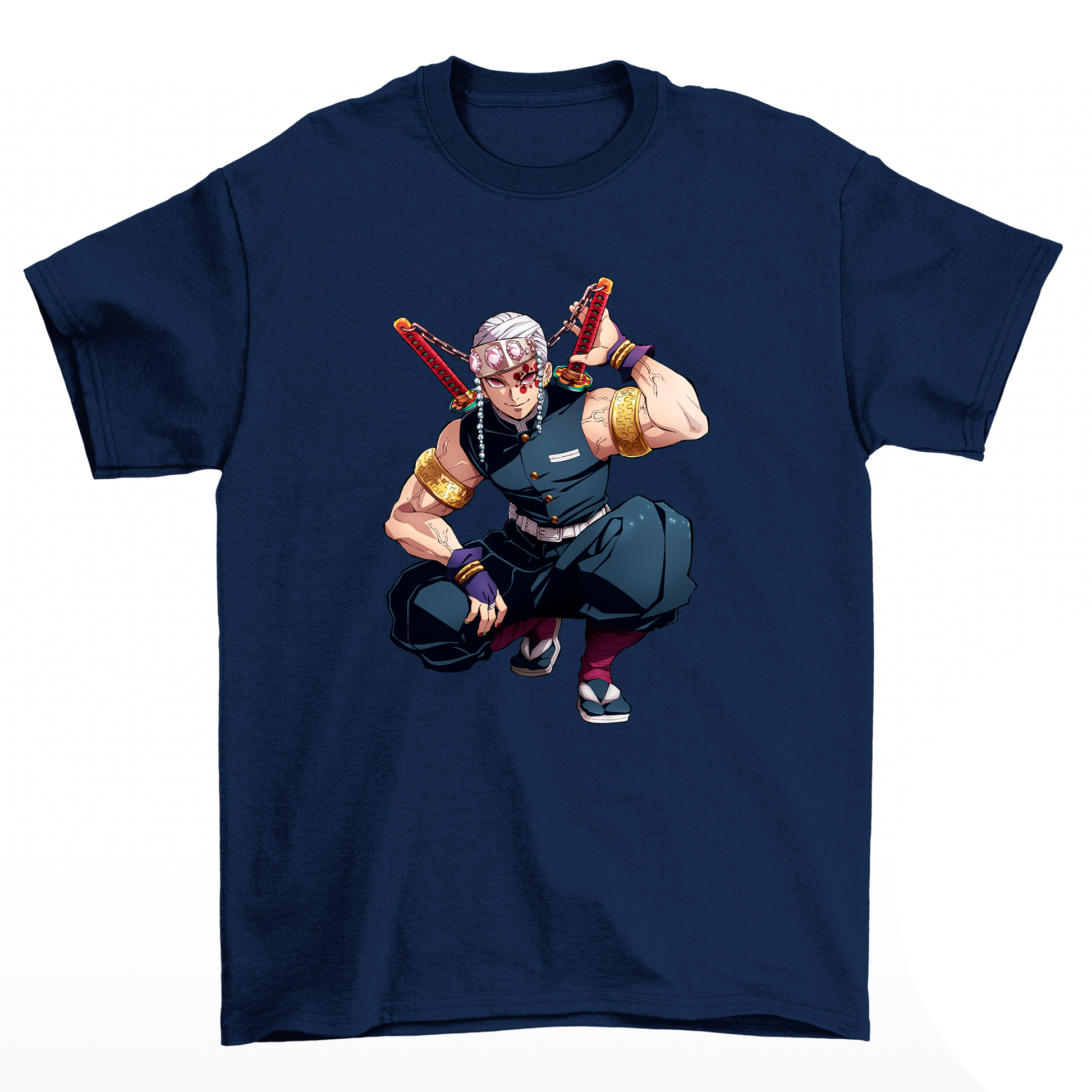 Camiseta Basica Azul Marinho Uzui Tengen do anime  Kimetsu No Yaiba