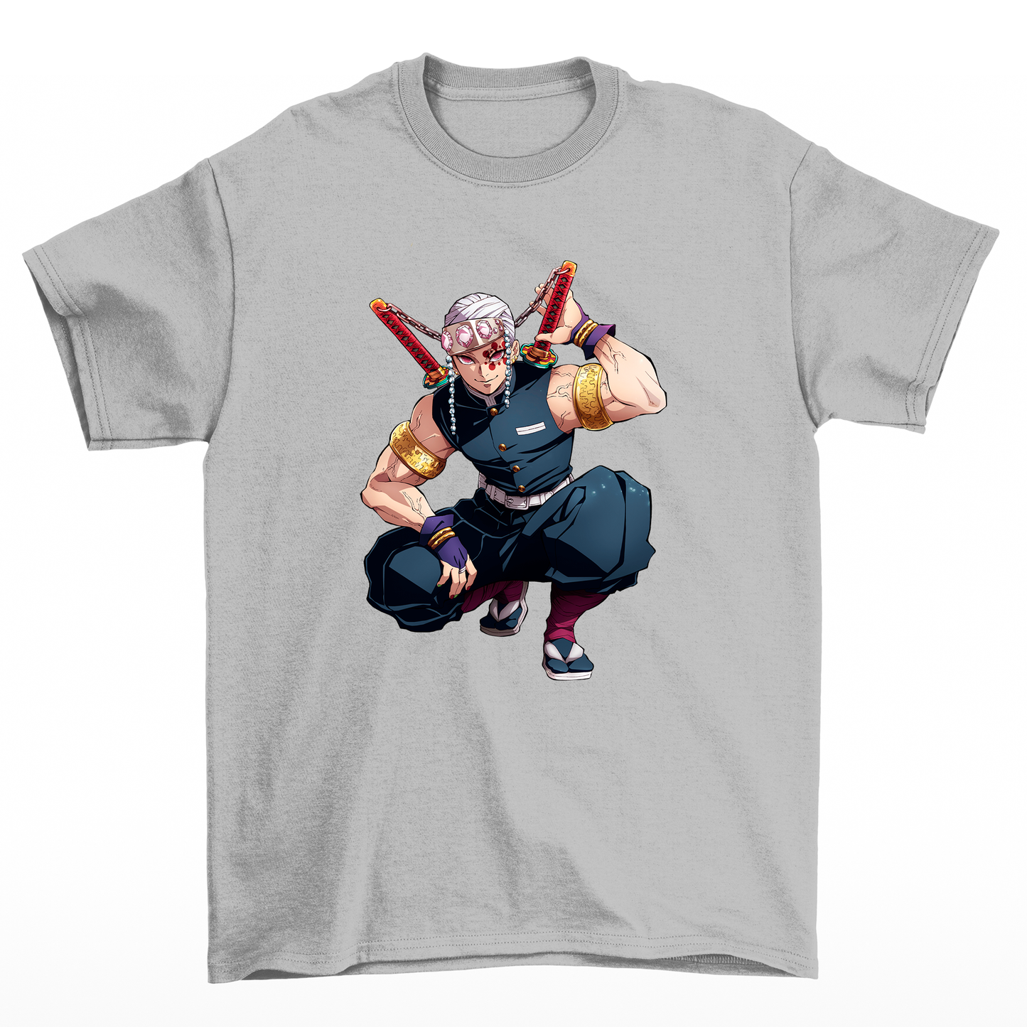 Camiseta Basica Cinza  Uzui Tengen do anime  Kimetsu No Yaiba