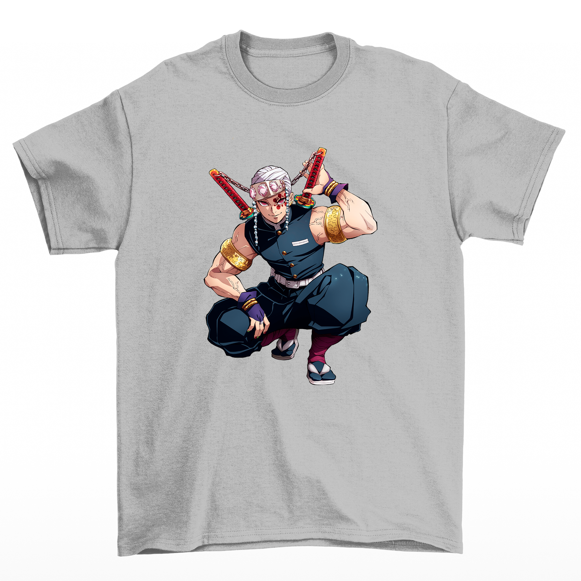 Camiseta Basica Cinza  Uzui Tengen do anime  Kimetsu No Yaiba
