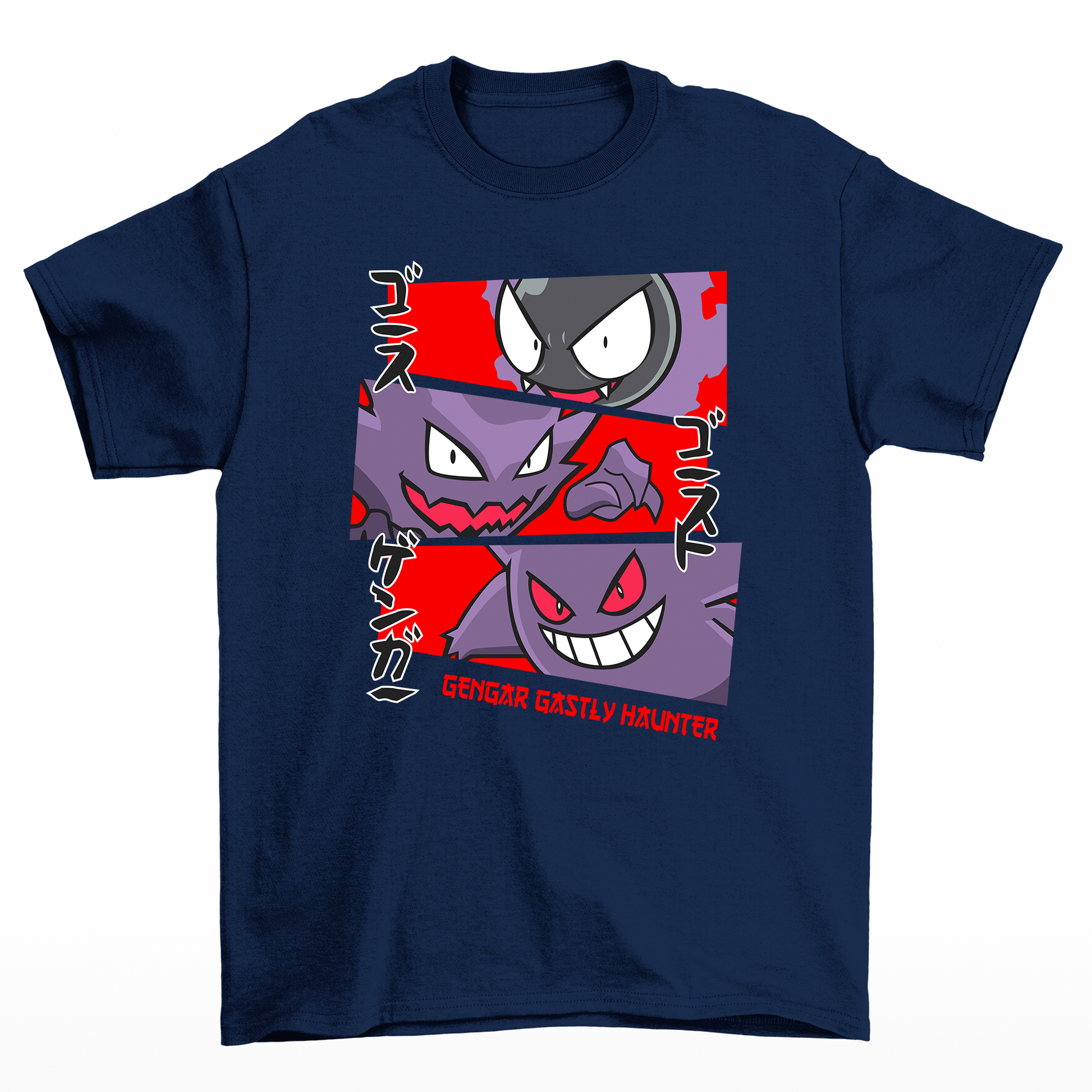 Camiseta Gengar Gastly Haunter Pokemon-azul-marinho