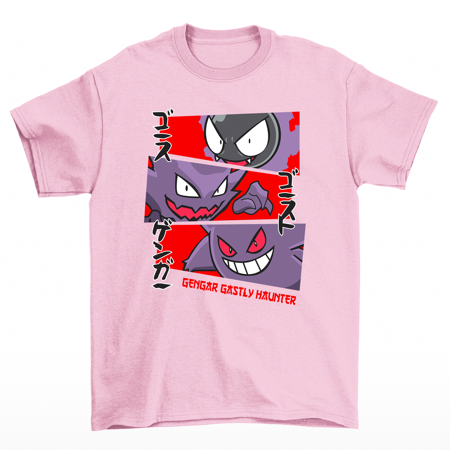 Camiseta Gengar Gastly Haunter Pokemon-rosa bebe