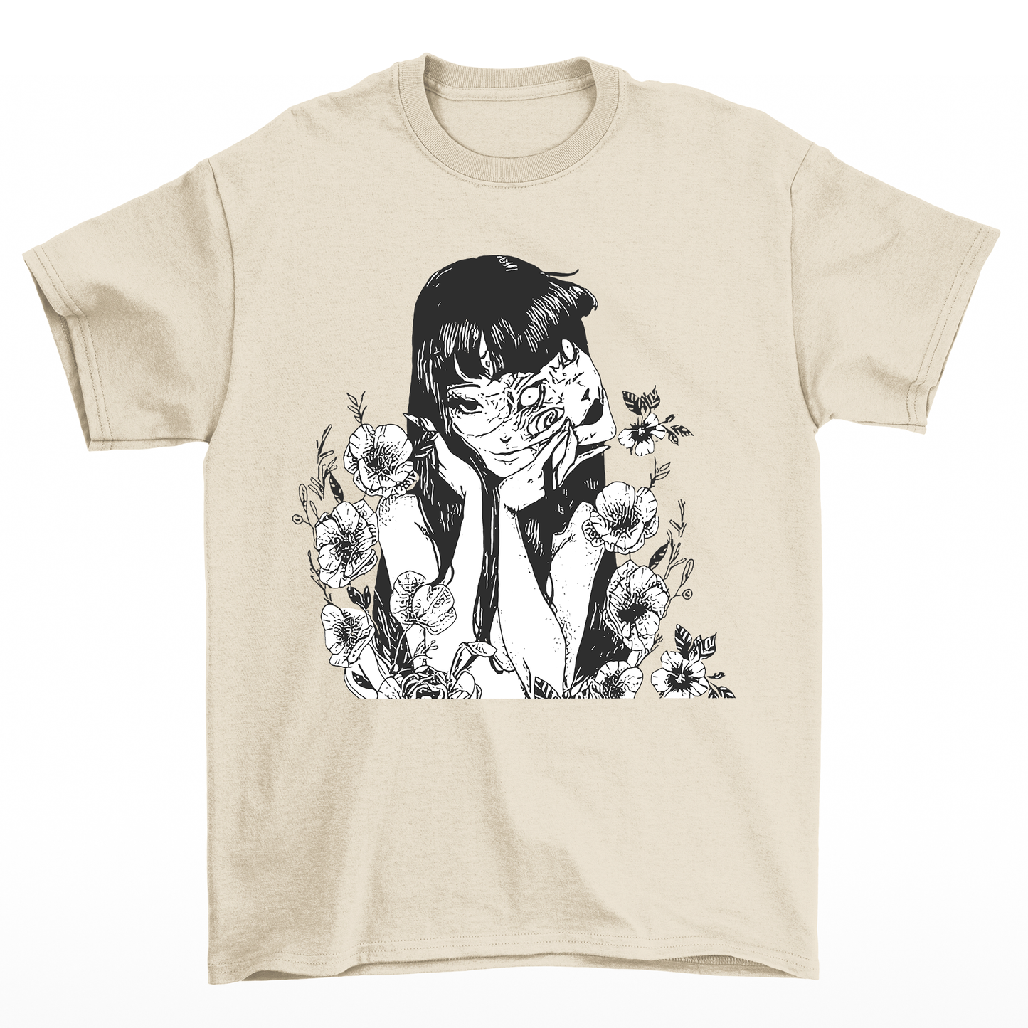 Camiseta Básica Unissex Tomie Junji Ito Flowers Terror-pérola