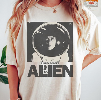 Camiseta Básica Unissex Vintage Alien Movie 1979 Astronauta Branco