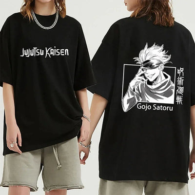 Camiseta Básica Gojou Satoru Anime Jujutsu Kaisen-preto