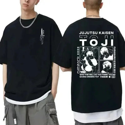 Camiseta Básica Preta Toji Fushiguro Do Anime Jujutsu Kaisen- preto