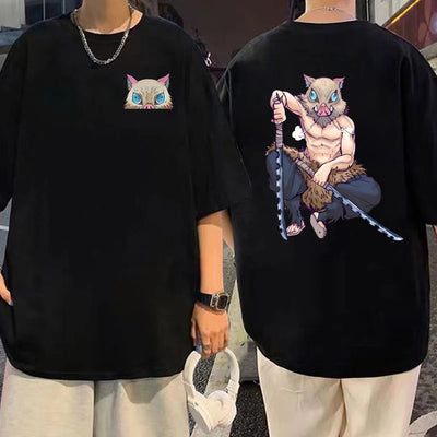 Camiseta Básica Pret Inosuke Boar Anime  Demon Slayer- PRETO