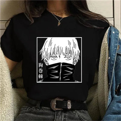 Camiseta Básica Preta Inumaki Toge Anime Jujutsu Kaisen