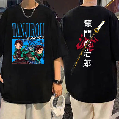 Camiseta Básica  Preta  Tanjiro Kamado do anime  Demon Slayer