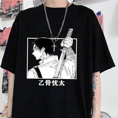 Camiseta Basica Preta Yuta Okkotsu do anime Jujutsu Kaisen