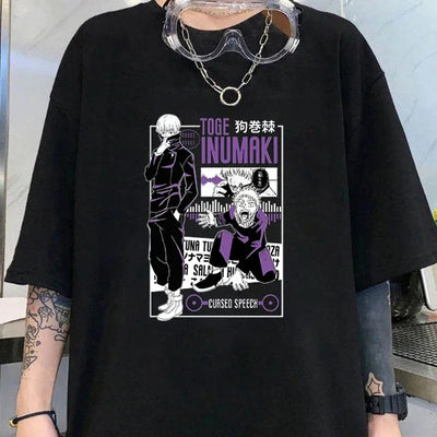 Camiseta Básica Unissex Preta Toge Inumaki Cursed Speech Jujutsu Kaisen