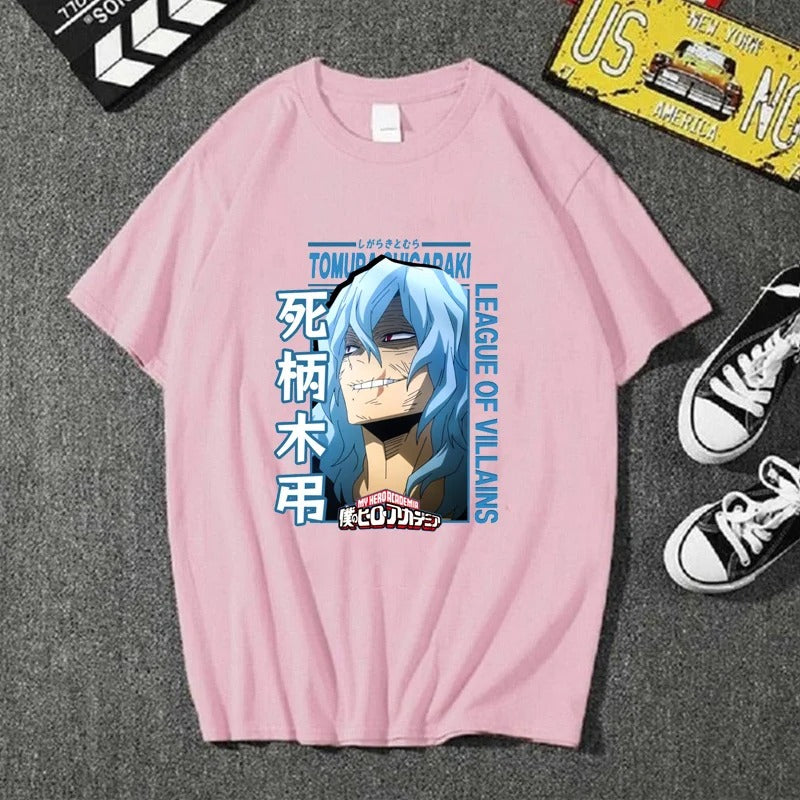 Camiseta Basica Rosa Bebe Tomura Shigaraki do anime mangá My Hero Academia