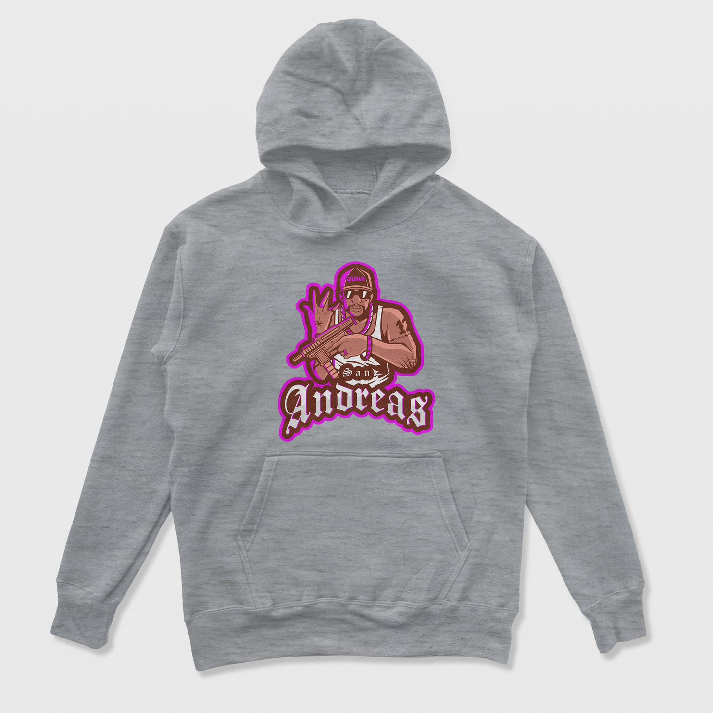 Moletom Canguru Unissex Grand Theft Auto San Andreas Game Cinza