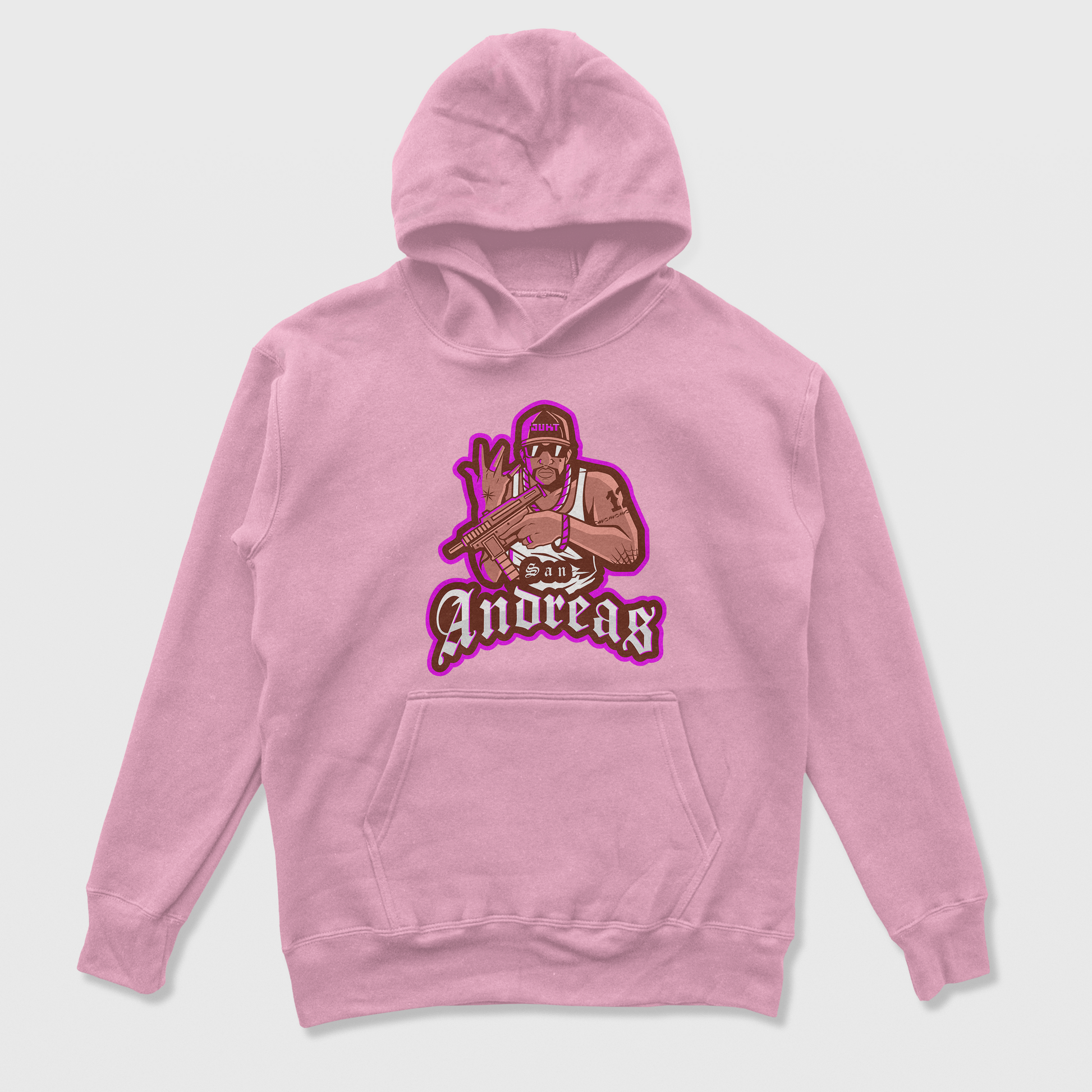 Moletom Canguru Unissex Grand Theft Auto San Andreas Game Rosa Bebê