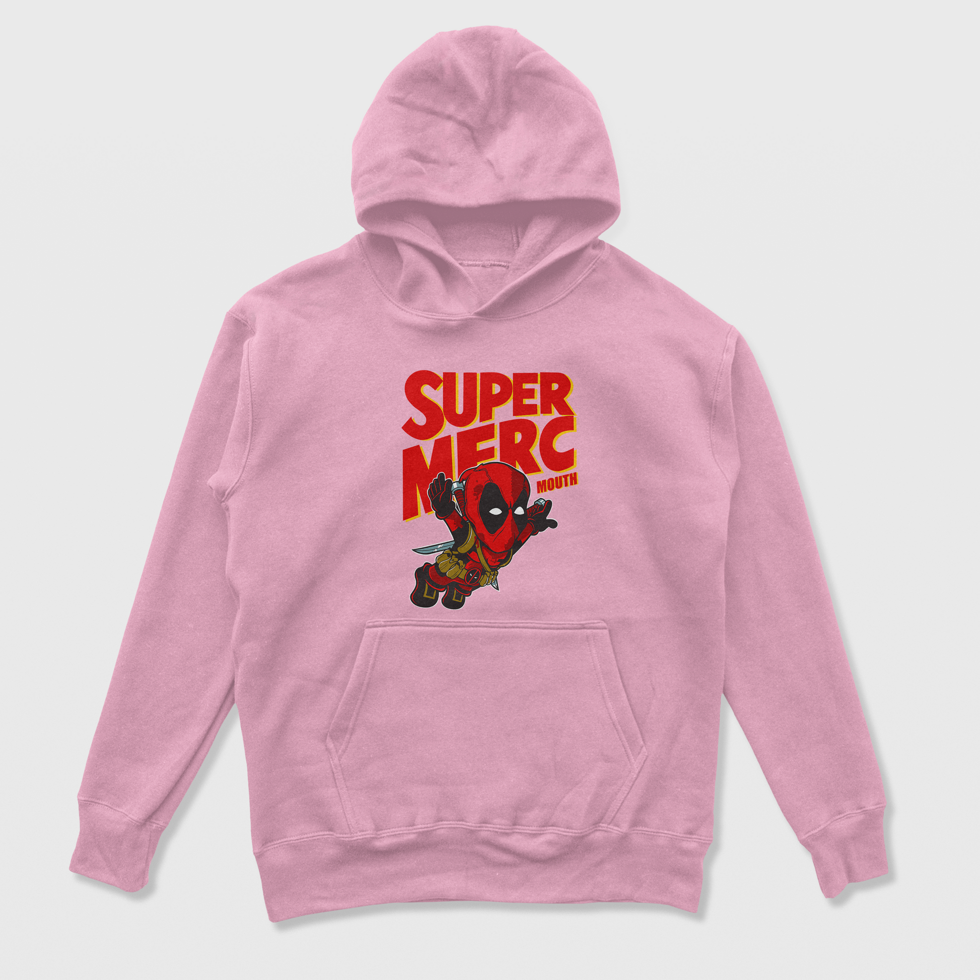 Moletom Canguru Unissex Super Mario Deadpool Rosa Bebê