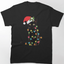 Camiseta Básica Unissex Gorro Natal Gato