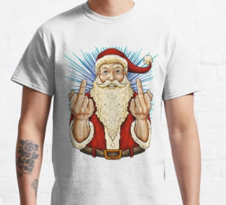 Camiseta Básica Unissex Santa Finger Flip Off