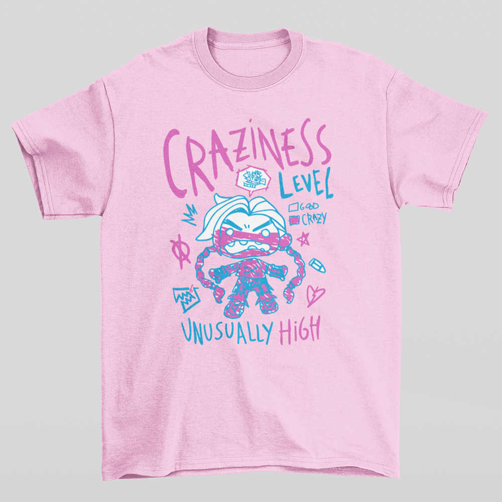 Camiseta Básica Unissex Crazyness Unusually High Rosa Bebê
